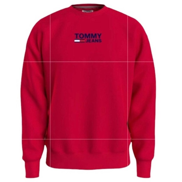 TOMMY HILFIGER JEANS SWEATSHIRT CREWNECK LOGO MEN LONG SLEEVE RED COLOR SIZE XL - Picture 3 of 10